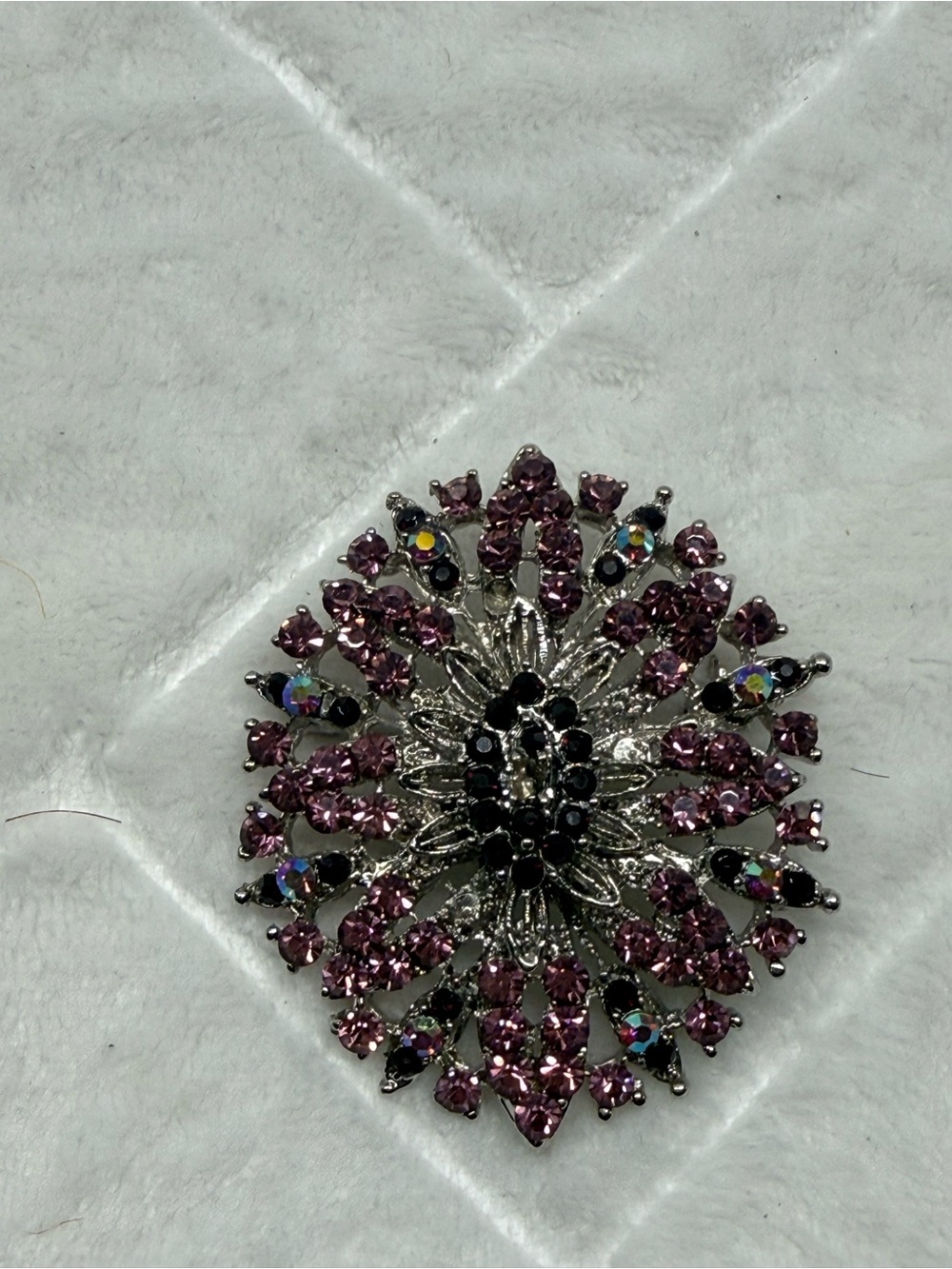 Purple Crystal Floral Statement Brooch - Unbranded
